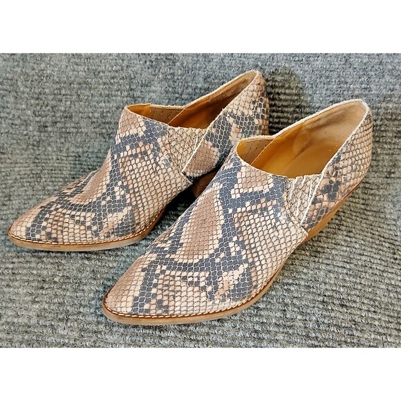 Lucky Brand Boots Booties Tresee Ankle Snake Print 7 M Shootie Leather Slip-On - Picture 1 of 7